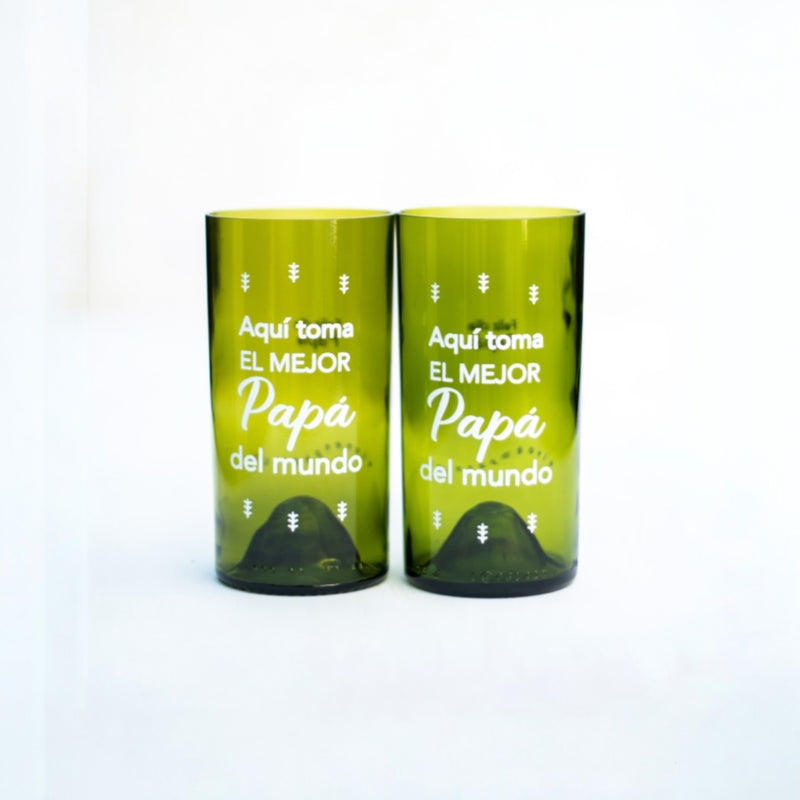 Vasos El Mejor Papá - Set 2 unidades Verde