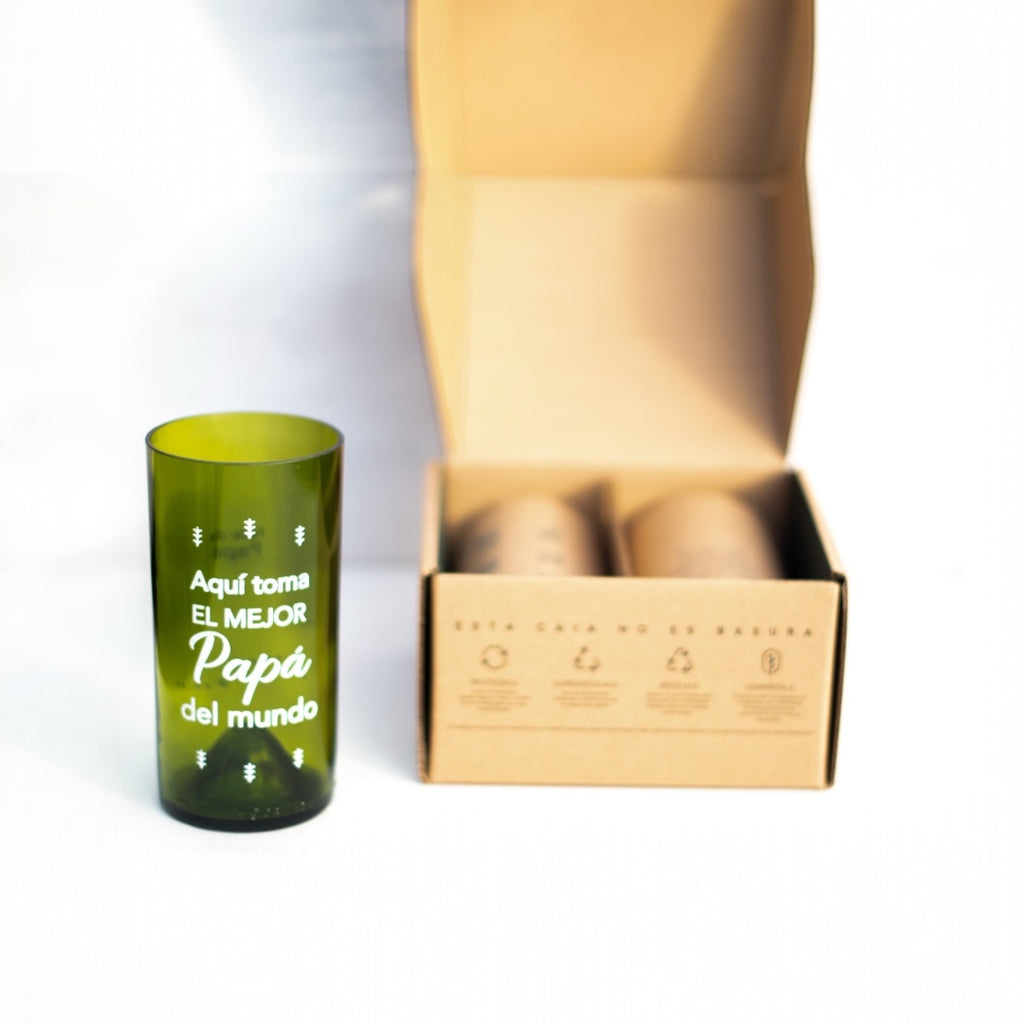 Vasos El Mejor Papá - Set 2 unidades Verde